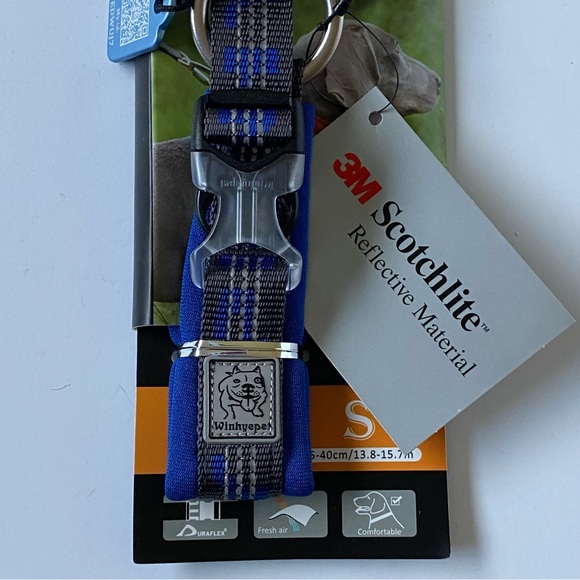 Dog Collar Small New Royal Blue Winhyepet Soft breathable comfortable Reflective - Picture 5 of 12